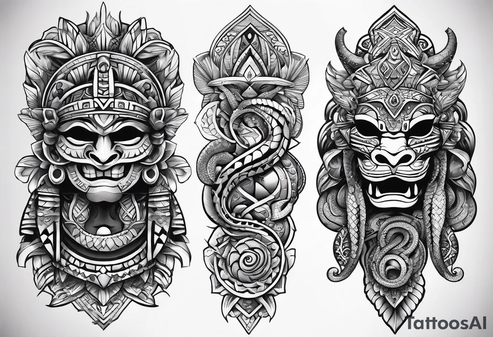Aztec snake, arm sleeve, tattoo idea