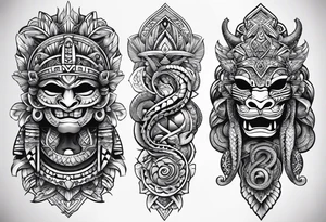 Aztec snake, arm sleeve, tattoo idea