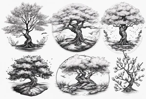 Small spring beside a oka tree tattoo idea