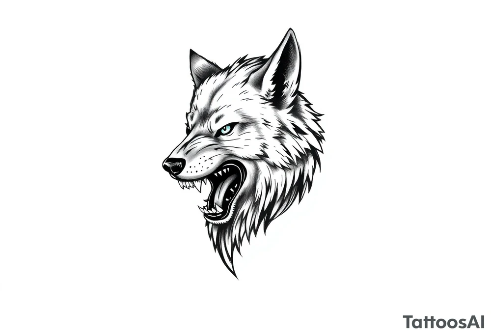 Ferocious wolf head tattoo idea