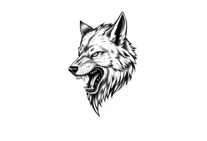 Ferocious wolf head tattoo idea