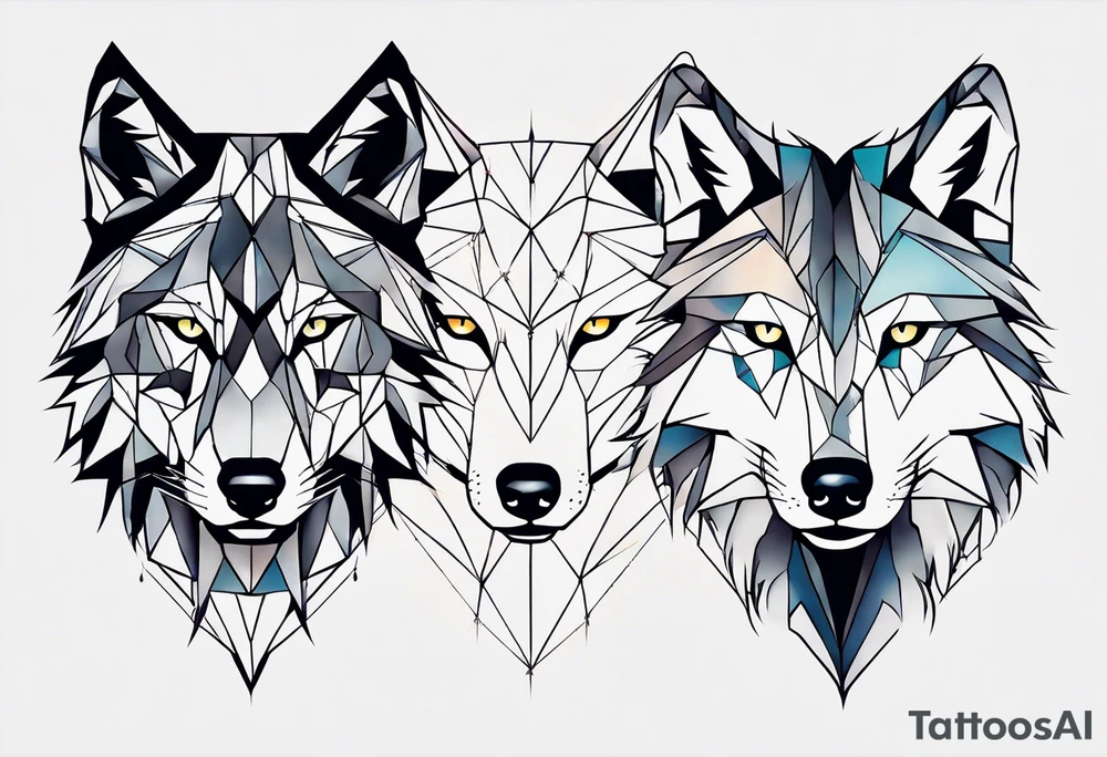 Constellation, two animal wolf, géométric tattoo idea