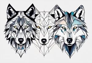 Constellation, two animal wolf, géométric tattoo idea