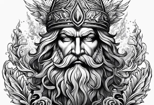 mystical Poseidon trident underwater tattoo idea