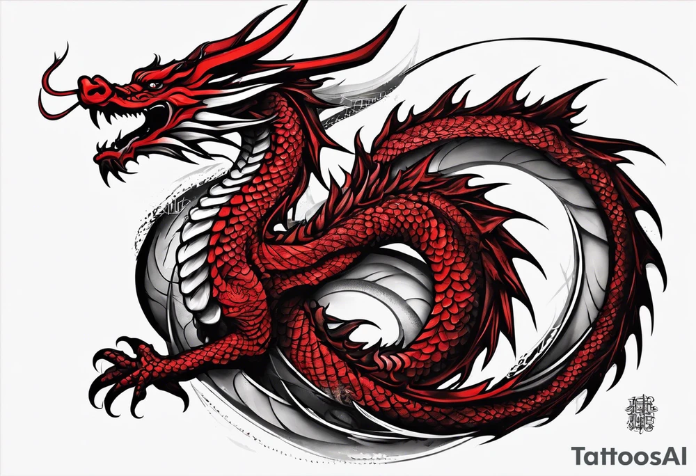 Spiraled Red dragon tattoo idea