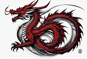 Spiraled Red dragon tattoo idea