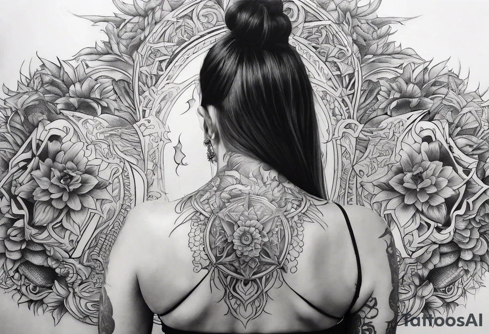 Yggdrisil back piece tattoo idea