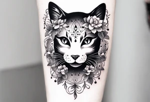 Anime cat covered in flowery vines, forearm tattoo tattoo idea
