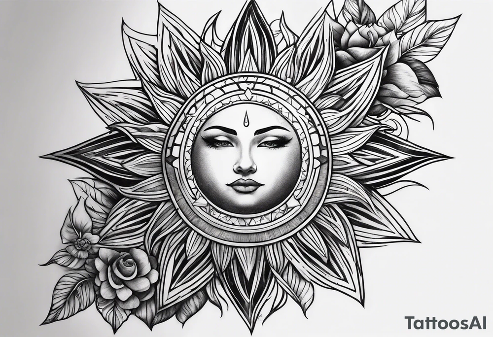 sun sleeve tattoo idea