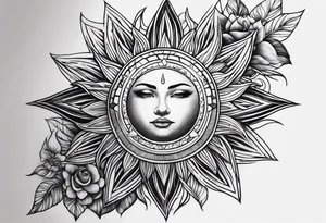 sun sleeve tattoo idea