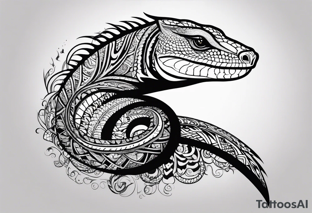 Aboriginal style goanna tattoo idea