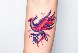 Phoenix with blazing flames with purple tattoo idea