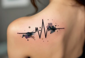 A subtle black EKG waveform with gold leaf accents, symbolizing prosperity and the heartbeat of success. tattoo idea