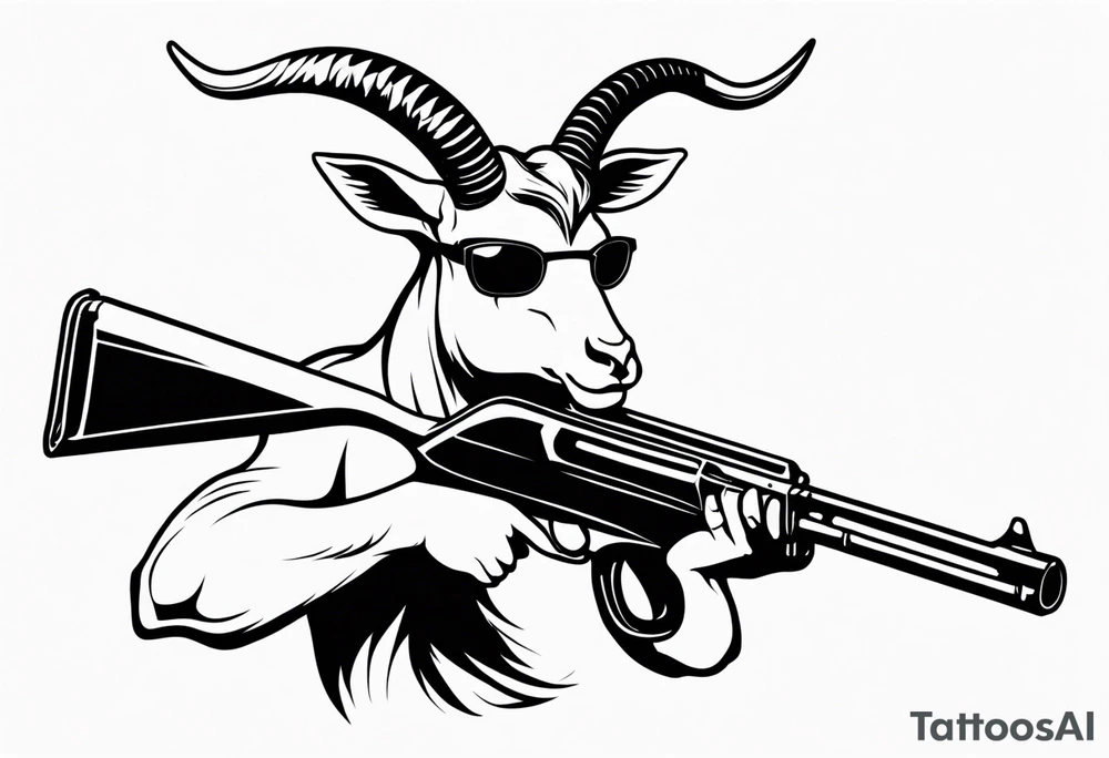 capricorn with sunglasses and shotgun tattoo idea