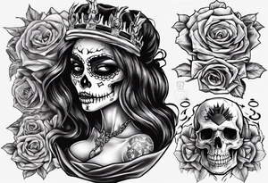 santa la muerta with money and crown
on the card tattoo idea