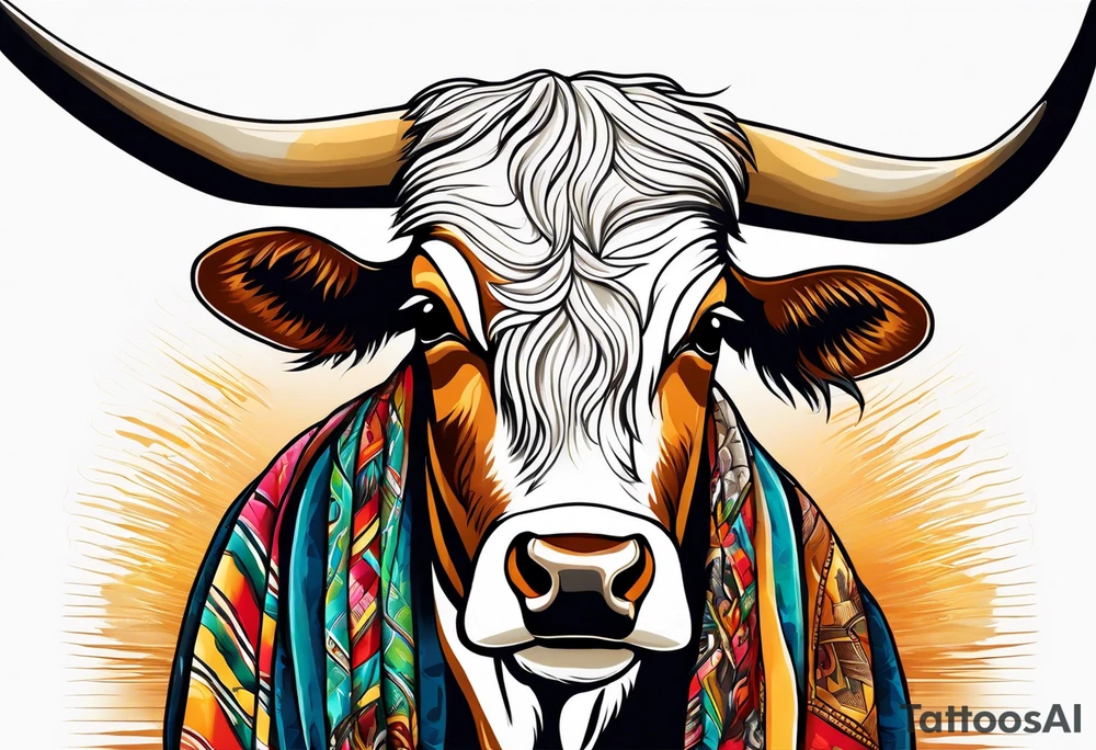 Longhorn with sarape tattoo idea