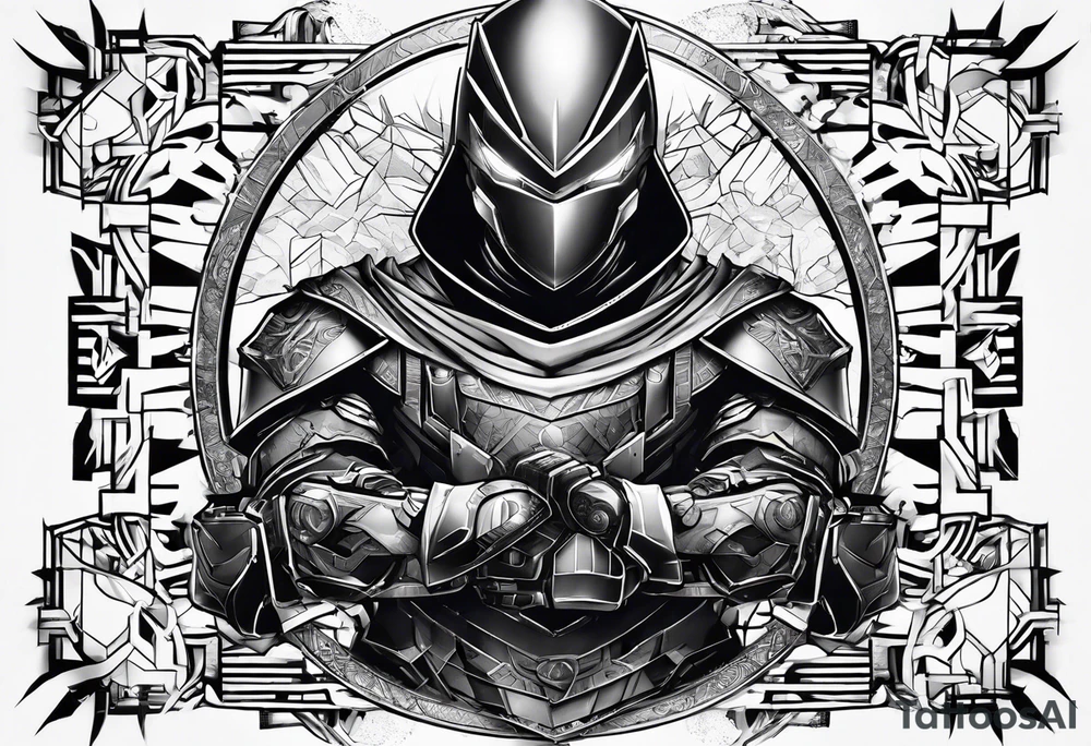 Modern robot ninja tattoo idea