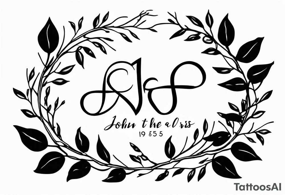 Vine and branches with John 15:5 in Greek down the middle tattoo idea