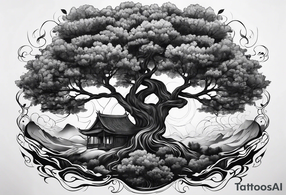 Andrea Rogge art tattoo, where two people overflow into a tree tattoo idea