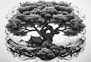 Andrea Rogge art tattoo, where two people overflow into a tree tattoo idea