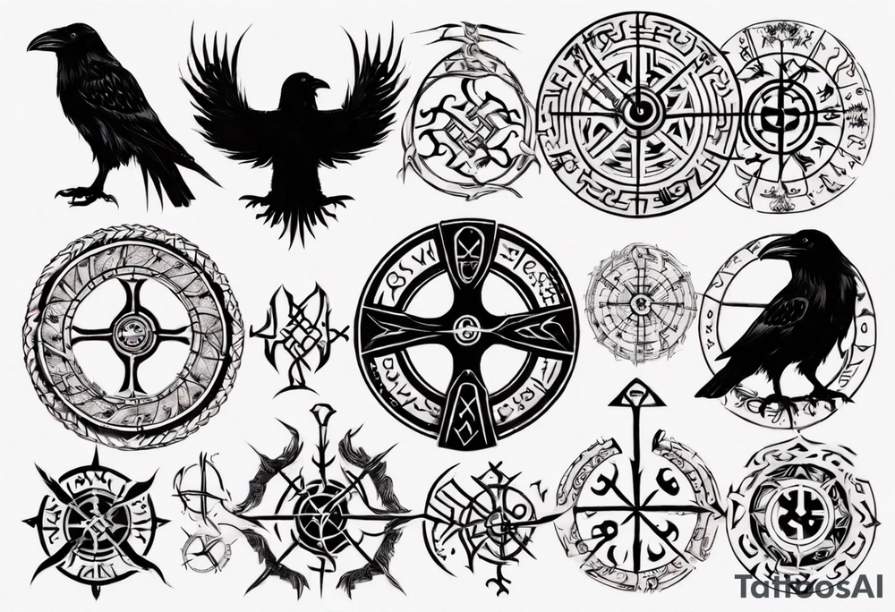 Viking Vegvísir with a raven tattoo idea