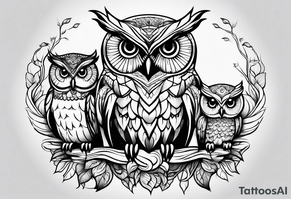 Owl family tattoo idea
