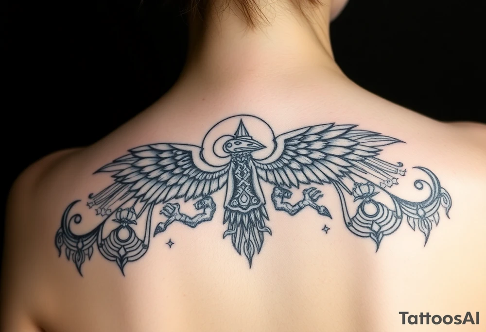 intricate anunnaki tattoo idea