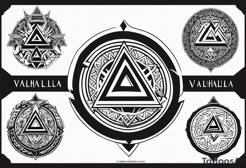 Valhalla valknut battle shield tattoo idea