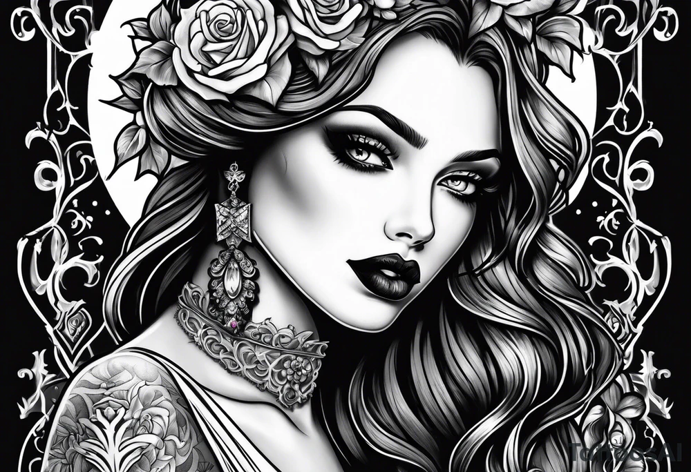Gothic vampire lady tattoo idea