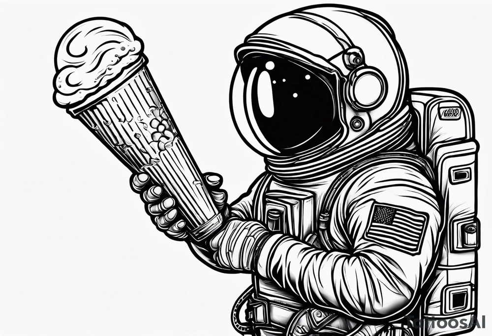An astronaut eating an ice cream cone tattoo idea