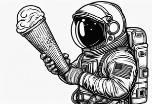 An astronaut eating an ice cream cone tattoo idea