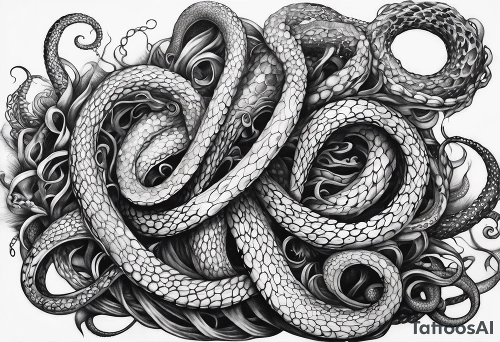 natural real entwined tentacle tattoo idea