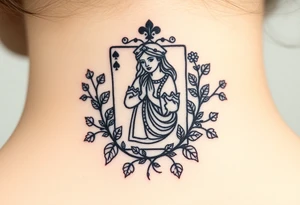 Queen of spades surrounded by ivy tattoo idea