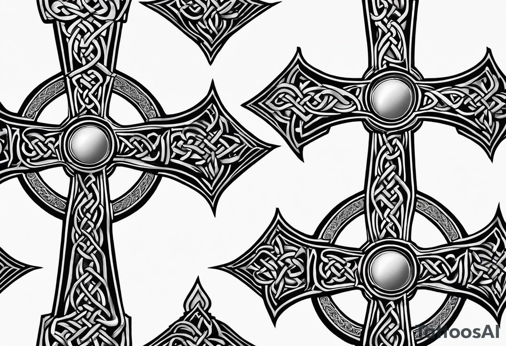 Stone Celtic cross sitting on a stone tattoo idea