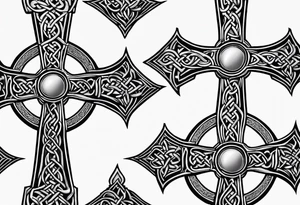 Stone Celtic cross sitting on a stone tattoo idea