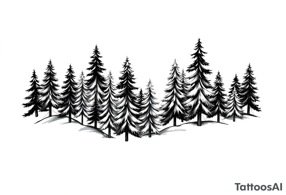 Coniferous forest tattoo sleeve black and gray tattoo idea