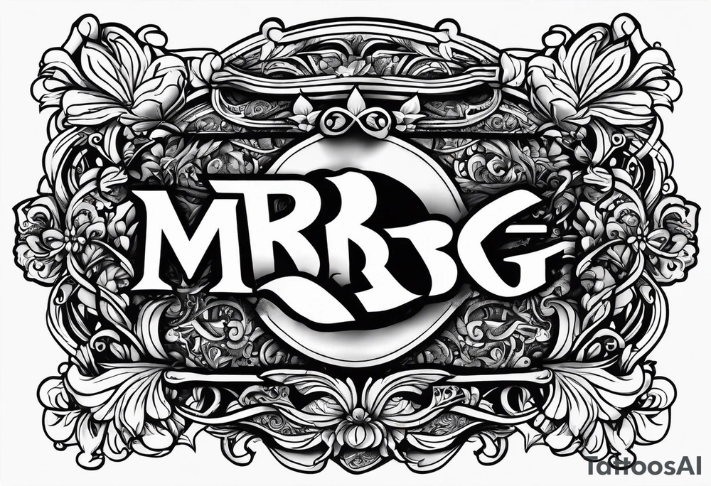 word "MRBG" 
black blackground tattoo idea