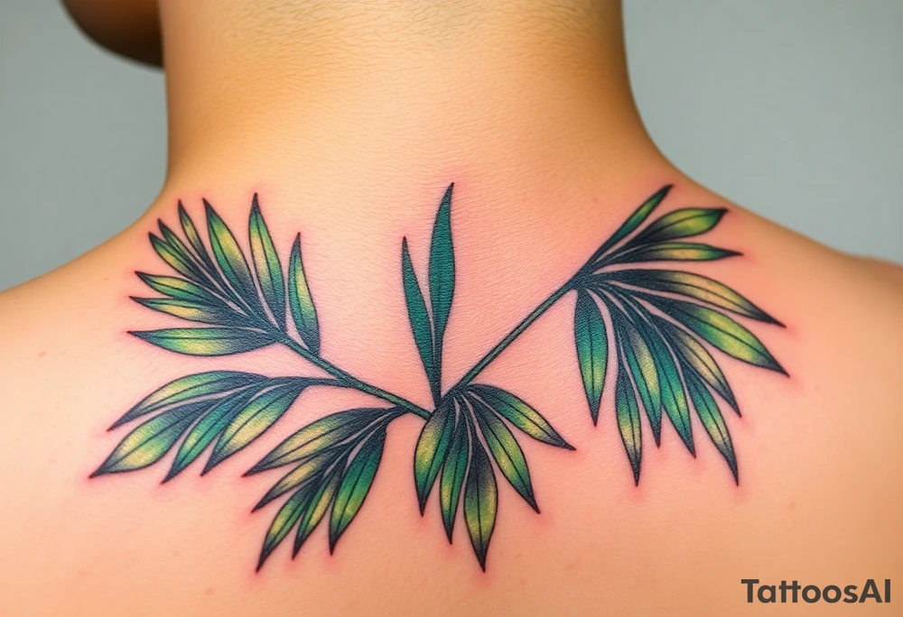 large woven palm leaves tattoo idea
