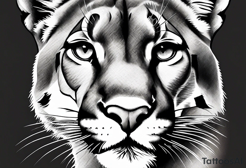mountain lion face tattoo idea