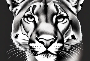 mountain lion face tattoo idea