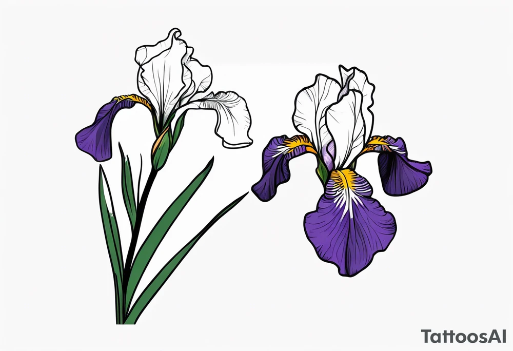 Iris flower with stem tattoo idea