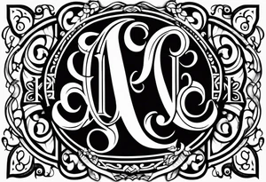 monogram tattoo using all the letters in STEVE and BREANNA in large block lettering tattoo idea