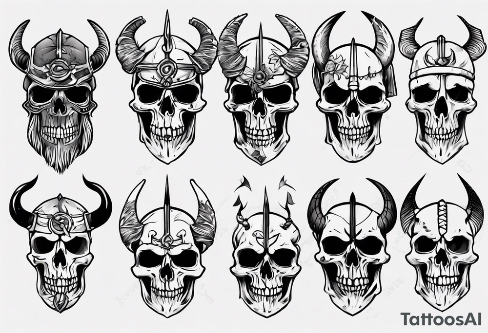 Viking skeleton head tattoo idea