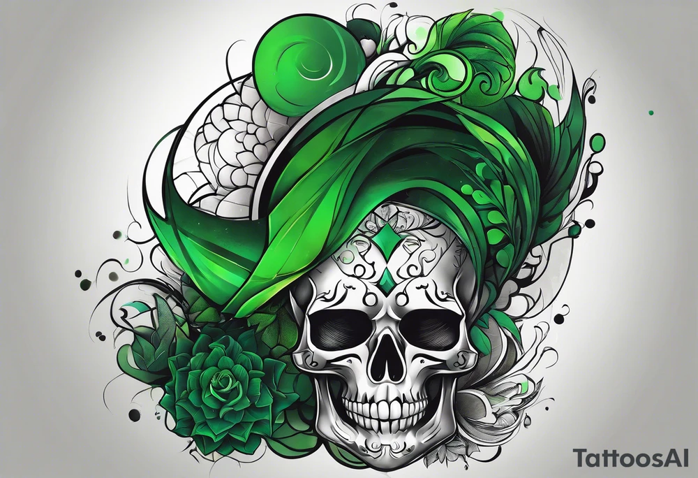 abstract, green and black, covered from wrist to forearm, fully covered, no borders, blackwork tattoo idea