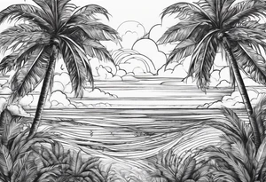 palm tree but switch leaves with human palms tattoo idea