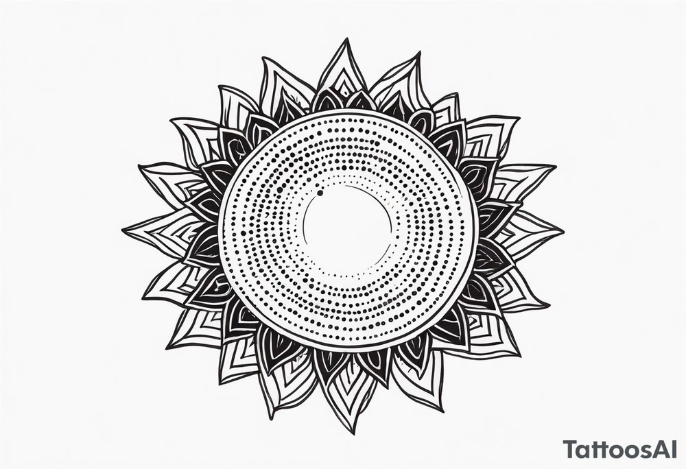 simple sun made of black dots and circles tattoo idea