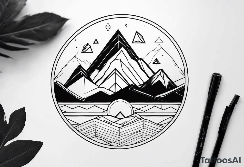 geometric mountains tattoo idea