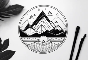 geometric mountains tattoo idea