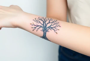 mystical tree of life with cosmic roots and celestial branches tattoo idea