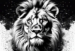 leo geometric lion with constellation tattoo idea